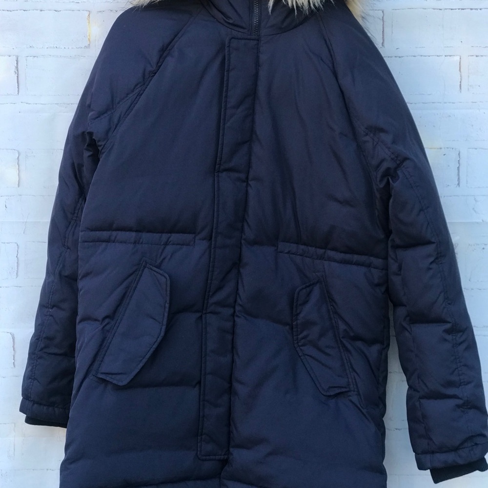 JCREW-Crewcuts-Navy Hooded Puffer Jacket DOWN sz18-20